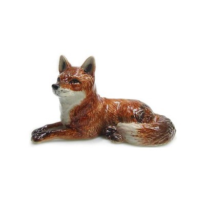 Northern Rose Red Fox Lying Down - Home Decor - Miniature Porcelain Figurine