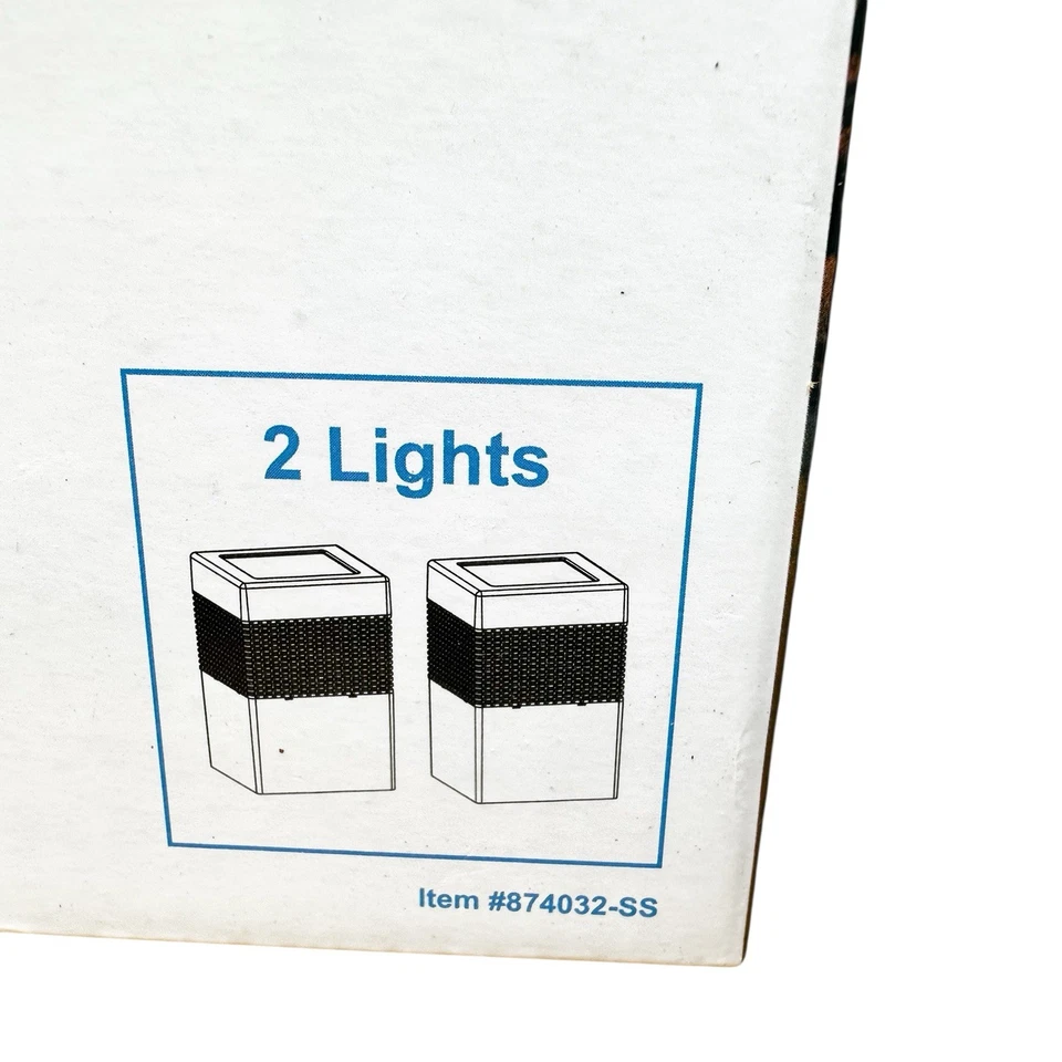NUEVO Juego de 2 luces solares de camino de imitación de piedra blanca luz cuadrada Westinghouse NOS Foto 4 de 4