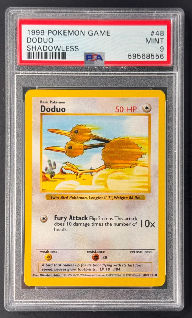 PSA 9 Doduo 48/102 – 1999 Base Set Shadowless Pokémon Card