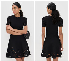 NEW Ulla Johnson Fania Short Sleeve Knit Mini Dress Noir Sz 4