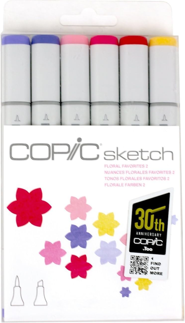 Sketch Marker Floral 2 Set, Oval Barrel, Super Brush and Med