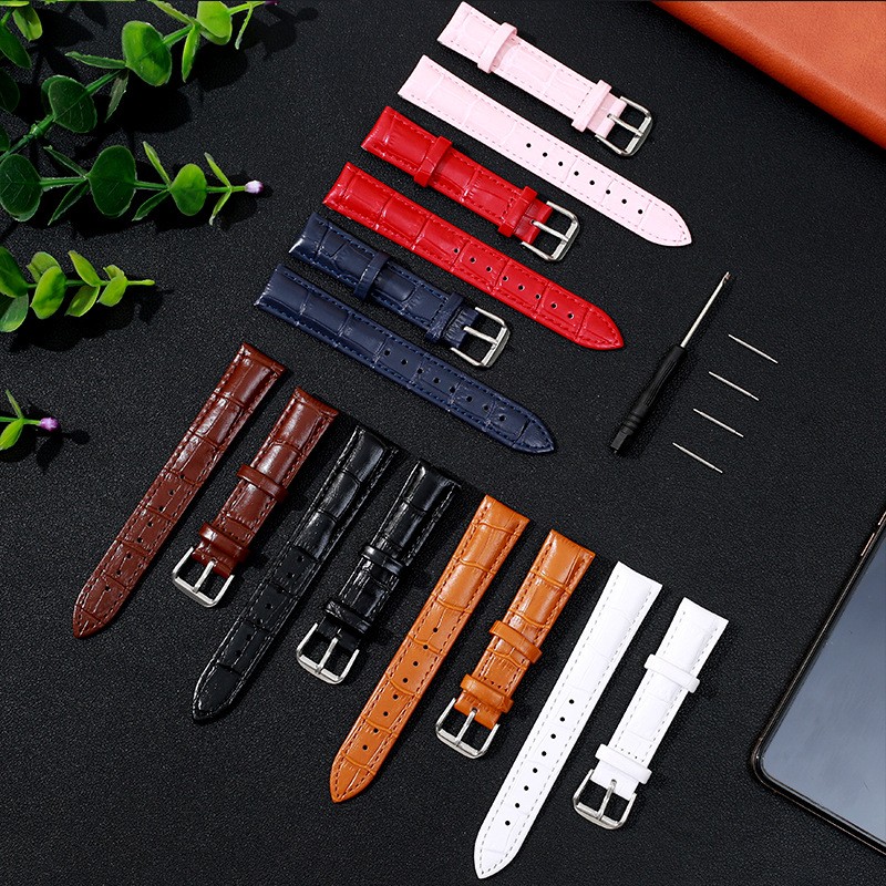Men's&Women's Calfskin Leather Watch Strap 8mm-24mm Quick Release Classic Style