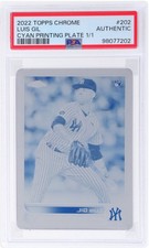 2022 Topps Chrome LUIS GIL Cyan Printing Plate 1/1 PSA Authentic RC #202 Rookie