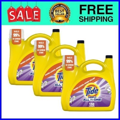 Tide Simply All-in-One Liquid Laundry Detergent, Berry Blossom Scent,182oz,3pack