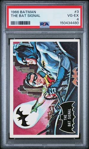 1966 Topps Batman Black Bat #3 The Bat Signal — PSA 4
