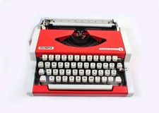 Olympia Traveller De Luxe Red Typewriter, Vintage, Professionally thumbnail