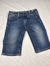 MISS ME Girls Denim Bermuda Length Jean Shorts - Size 12 -Bermuda Crosses