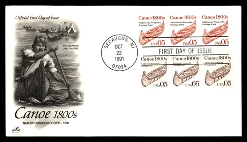 Mayfairstamps US FDC 1991 New Jersey canoe 1800s art craft First Day Cover aax_2