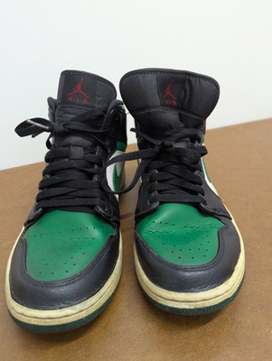 #ad Air Jordan 1 Retro High OG Pine Green Sneakers US 9.5 Mens Black Green White Lea $17.00