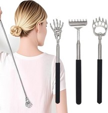 3 Pack Different Back Scratcher, Metal Portable Telescoping with Rubber Handle