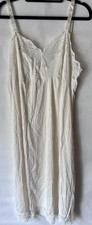 Vintage KOMAR White Nylon  Lace Full-slip Dress Lingerie SZ 38