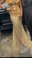 Gold prom dress sparkly 