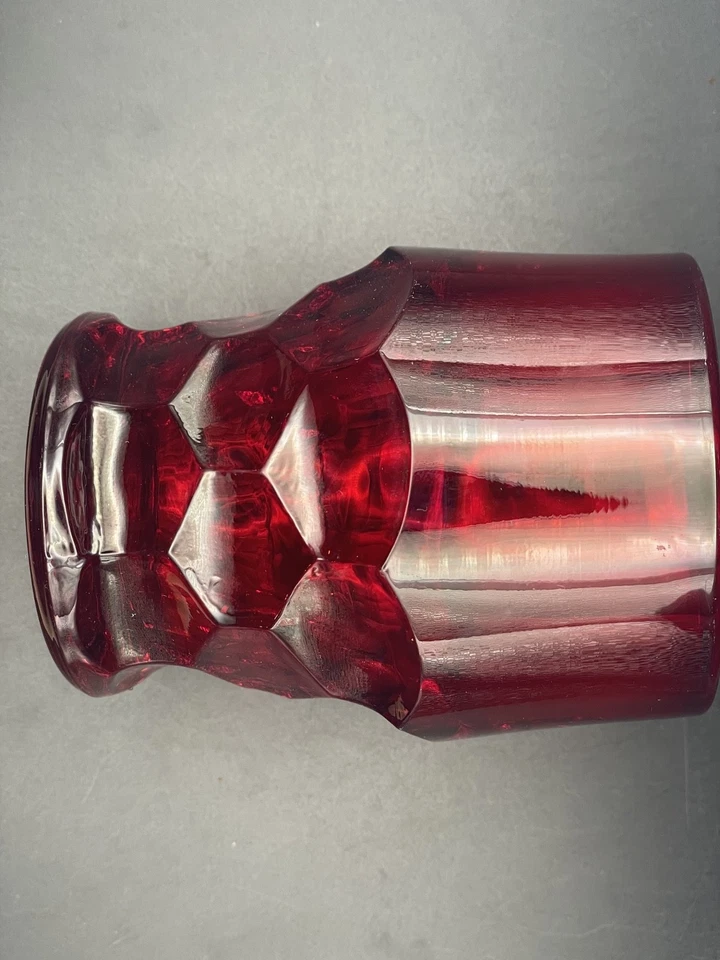 Single Viking Anchor Hocking Ruby Red Georgian Honeycomb Tumbler  Glass 4.5" - Image 2 of 4
