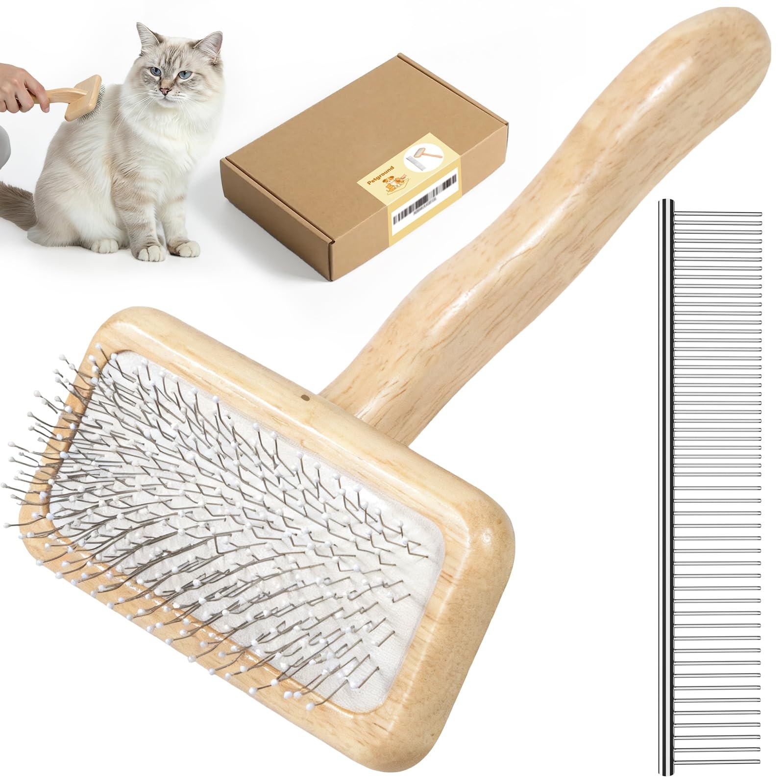 Pet Brush & Comb for Shedding and Grooming, Dog Brush for Long and Short Hair...