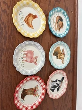 The Pioneer Woman Set Of 6 Gingham Appetizer / Dessert Plates 7in Farmhouse