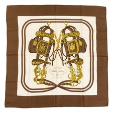Hermes Silk Scarf Carre 90 "BRIDES de GALA" Brown Silk Scarf US duty free