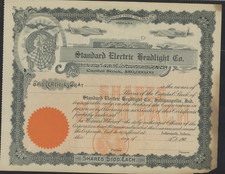 Standard Electric Headlight Co. Indianapolis, Indiana Stock Certificate