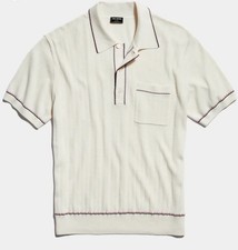 NWT Todd Snyder Italian Cotton Silk Tipped Riviera Sweater Polo Medium M Off-Whi