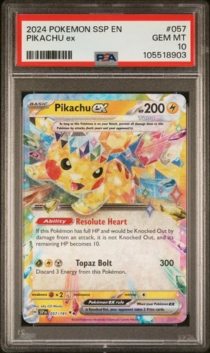 Pikachu Ex #57/191 Surging Sparks 2024 PSA10