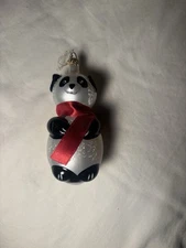 Di Carlini Panda with Scarf Ornament Made In Italy Vintage Glass