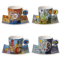 James Rizzi 4Er Set Espressotassen Mit Untertasse Porzellan Goebel Pop Art
