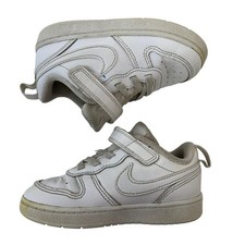 Nike US 8C Court Borough Low 2 White Leather Kids Toddler Shoe Sneaker White