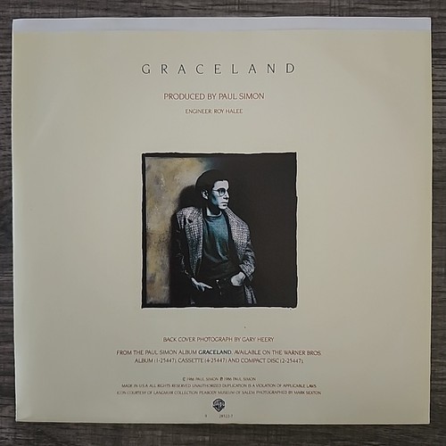 Paul Simon Graceland/Heart And Bones 7" 45 RPM WARNER BROS 7-28522 1983 - Picture 3 of 6