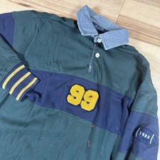 VINTAGE Tommy Hilfiger Rugby Polo Shirt Mens Medium Football 99 Distressed