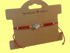Girls Adjustable Red Beaded Cord Star Bracelet Set of 3