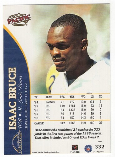 1999 Pacific Football Set Break - Cards #226-450 Pt.2 - 第 183/373 張圖片