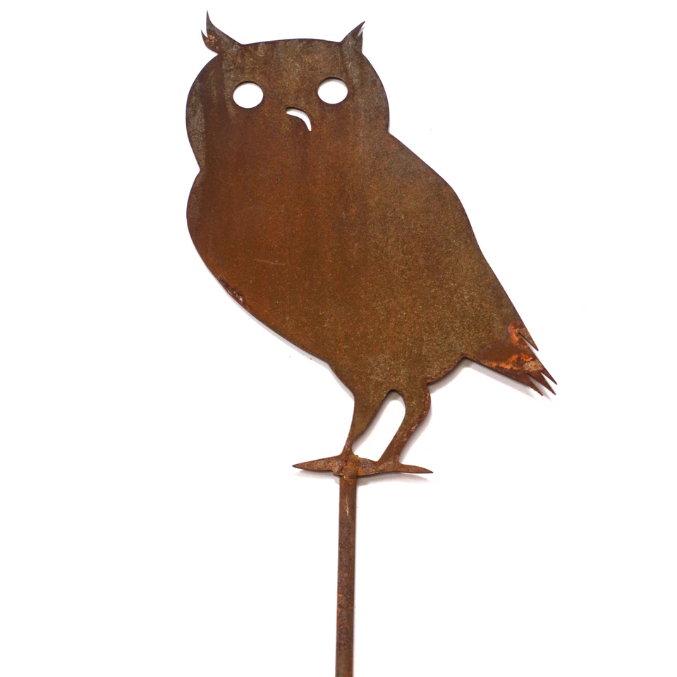 Garten deko Rost Beet Pflanz Stecker Eule groÃŸ Erd SpieÃŸ Stange Stahl Vogel - Bild 2 von 3
