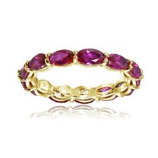 Yellow Gold Flashed Silver Created Ruby 5x3mm Oval-cut Eternity Band Ring, Size7
