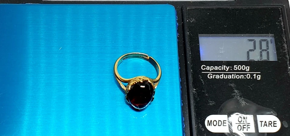 Cherry Baltic Amber Ring-925 Sterling Silver-14k Gold Plated- L 1/2 UK- 6 US - Image 4 of 4