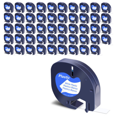 91221 Schriftband für Dymo Letra Tag Band LT-100T 100H 2000 XM XR Weiß 12mm 1/2''