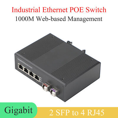 SFP  WEB Managed Industrial Transceiver 2 SFP to 4 POE 1000M Fiber Optic Switch