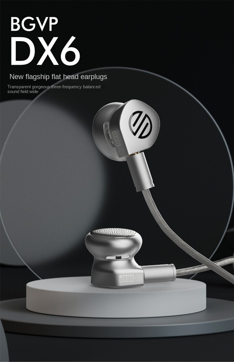 BGVP DX6 Bass Metal Flat Head Plug Earburd In Ear Earphone Super