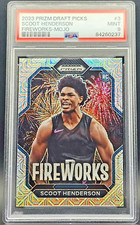SCOOT HENDERSON SSP /25 MOJO FIREWORKS 2023 PANINI PRIZM DRAFT PICKS #3 PSA 9