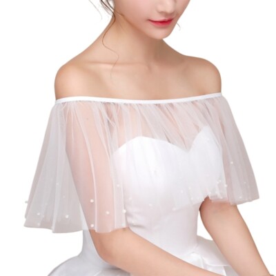 Stylish Mesh Bridal Overlay With Crystal Beads Evening Dress Ceremony Accessory