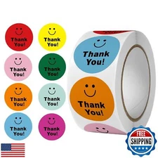 500 Pcs Thank You Stickers 8 Designs Colorful Smiley 1 Inch Thank You Sticker