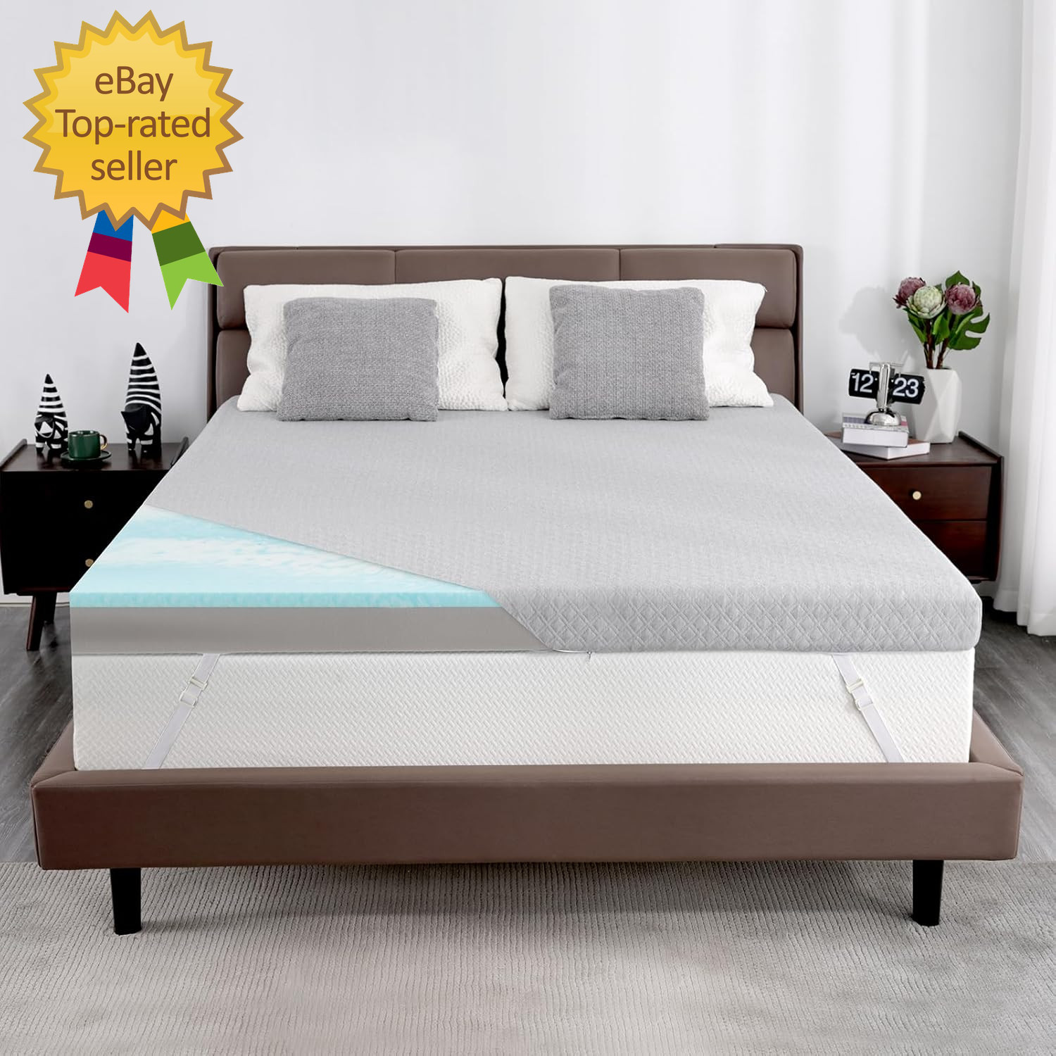 Extra Firm Mattress Topper 4 Inch Queen, Firm Memory Foam Bed Topper for Pain Re