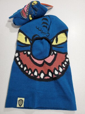 Kids How To Train Your Dragon Cap Ski Mask Beanie and Gloves Set Head Face c34