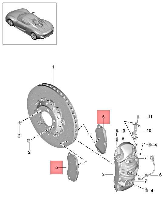 Genuine PORSCHE 918 Spyder Set Of Brake Pads Front 91835194603 | eBay