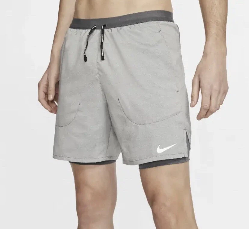 NEW Nike Men’s Running 2in1 Lined Brief Shorts 7” DQ1537 068 Grey Size 2XL