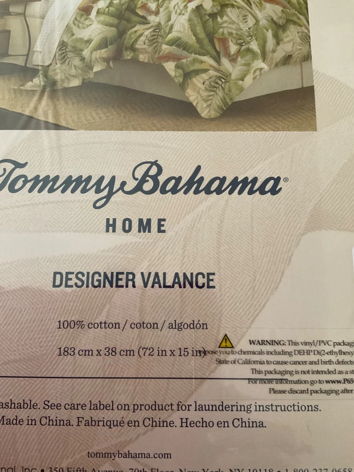 "Cenefa Tommy Bahama, tratamiento ventana algodón, diseño costero tropical 72"" x 15""" Foto 3 de 3