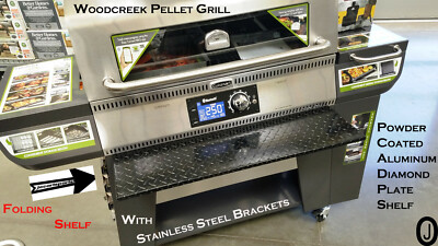 Cuisinart Woodcreek Pellet Grill Powder Coated Diamond Plate Folding Shelf 