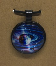 Galaxy Round Glass Dome Cabochons 1" Black Bezel Pendant New Free Ship 494