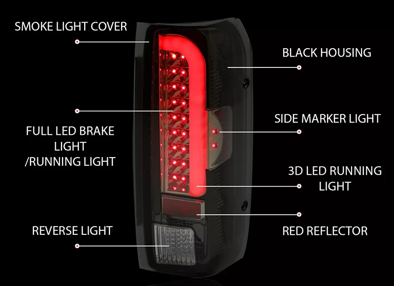 Pair Tail Lights Brake Lamps LED For 90-1997 Ford F150 F250 F350 F Super Duty Foto 2 de 4