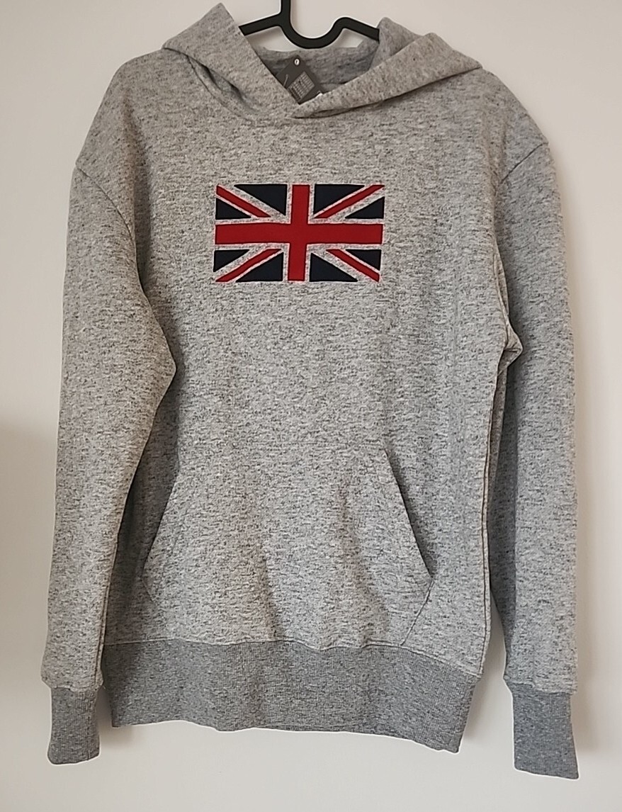 Union Jack Primark Hoodies Mens NWT Primark Gray Hoodie Sweatshirt