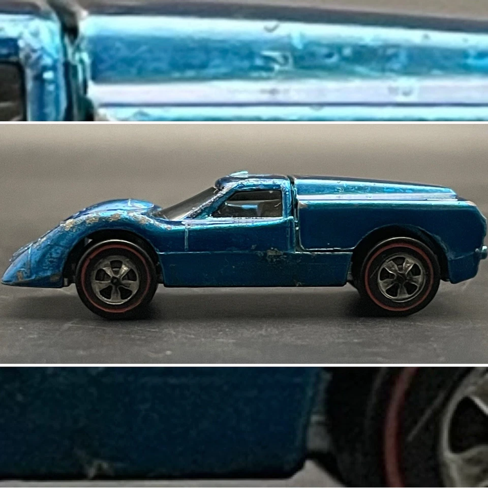 Ford J-Car Mattel Hot Wheels 1967 Redline diecast azul hecho en EE. UU. Foto 4 de 4