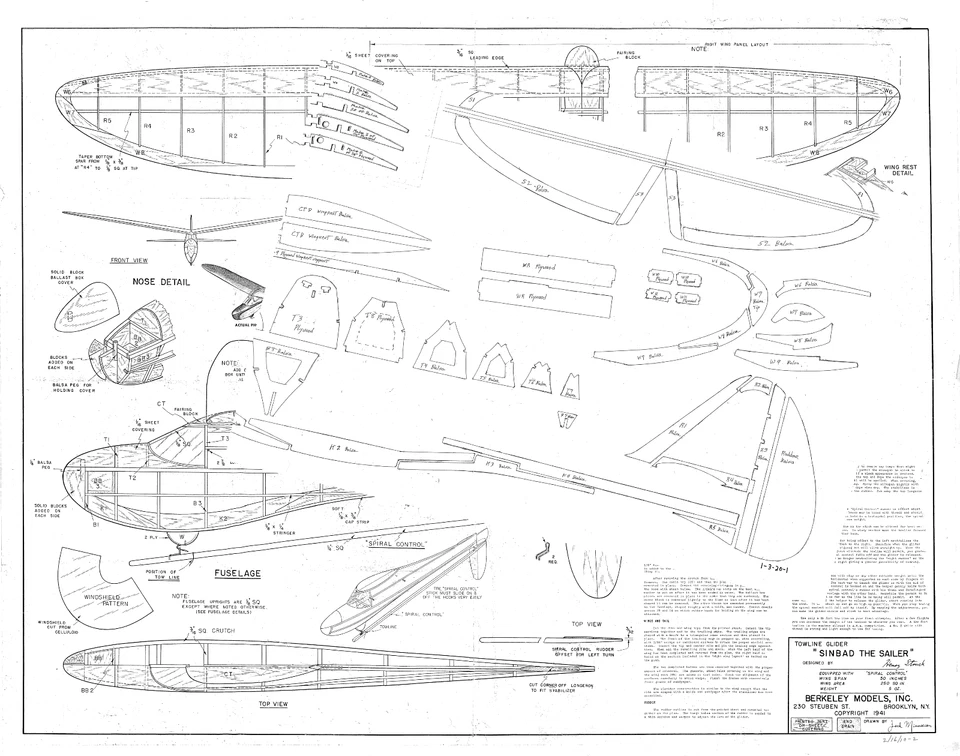SINBAD THE SAILER Kit PLAN + PARTS PATTERNS to Build Struck's 50” Towline Glider - Image 3 of 4
